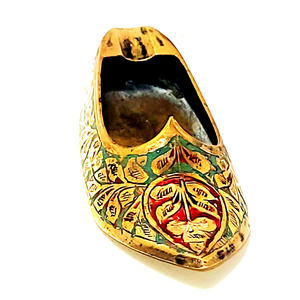 Vintage BoHo Ornate Brass Aladdin Shoe Ashtray Incense Burner